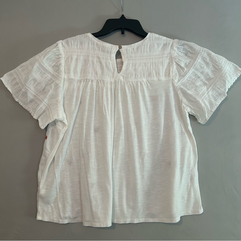 Knox Rose White Embroidered Floral Scoop Neck Blouse - Picture 2 of 5